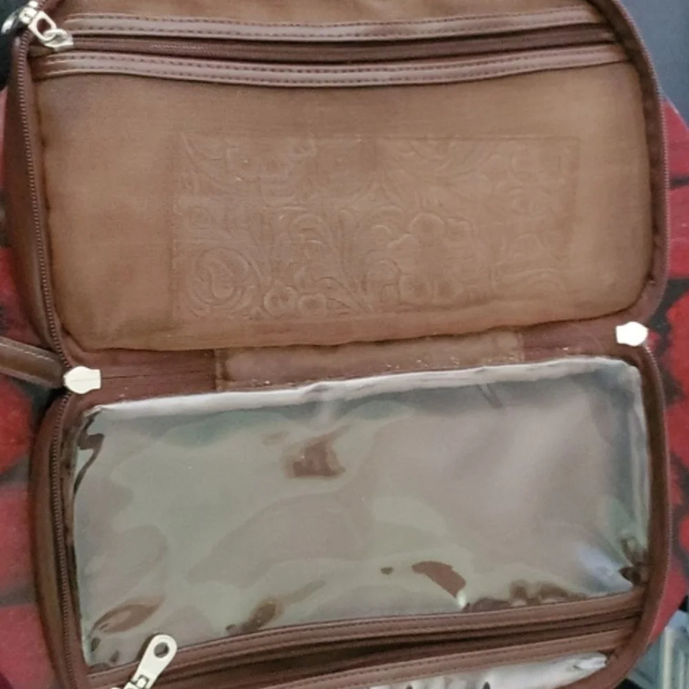 Cat & Goldfish Printed Pet Makeup Travel Bag - Brown